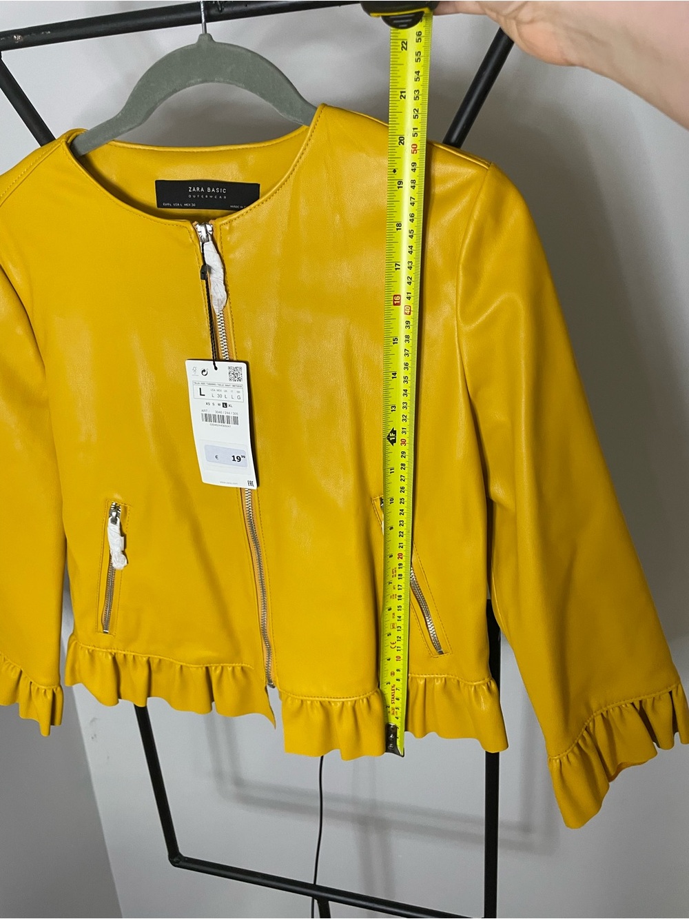 Zara Bright Yellow Faux Leather Jacket with Front Zip - Picture 5 of 6